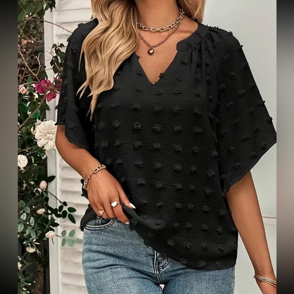 Boho V neck Swiss dot blouse - Picture 9 of 16